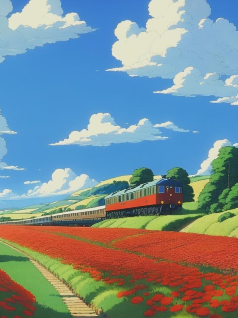 08319-497986243-DVD screengrab from studio ghibli movie, beautiful countryside with poppies in the foreground, clouds on blue sky, train, studie.png